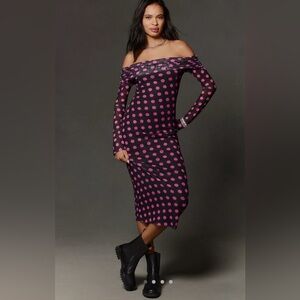 NWOT size 2X Anthropologie AFRM Praya off the shoulder Mesh Midi dress